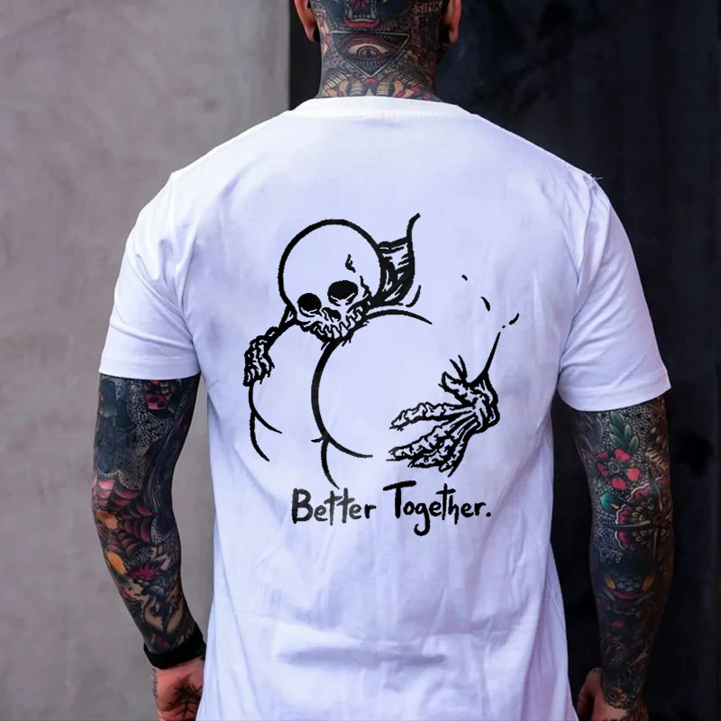Better Together Skull and Butt Casual Graphic Print T-shirt