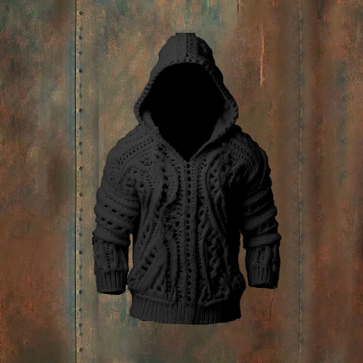 Vintage Fairman Island Sweater Pattern Knitted Hooded Sweater