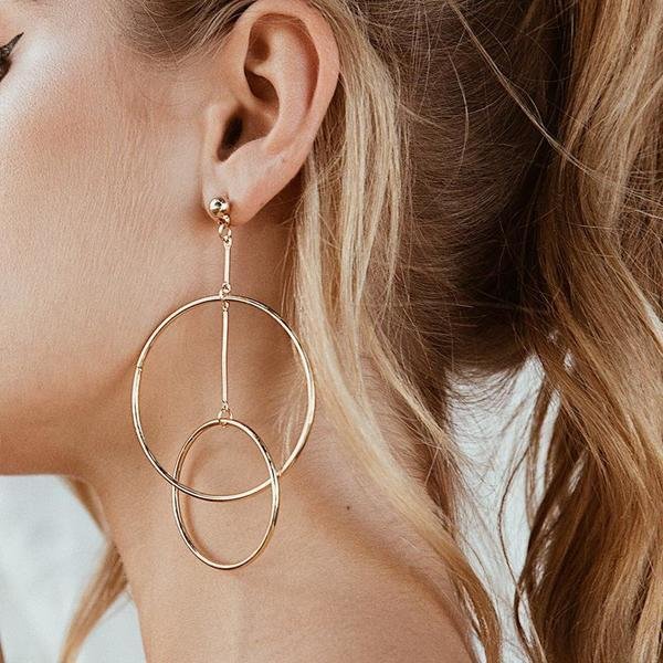 Jewelry-Metal Big Round Earrings - Chicaggo