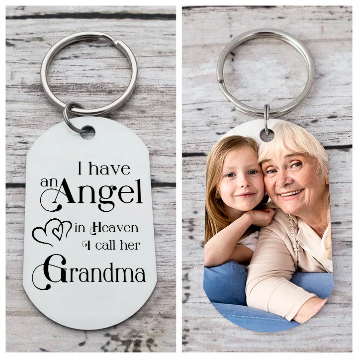 Memorial Grandma Keychain Custom 1 Photo Keychain Memorial Gift - I have Angel in Heaven I call her Grandma