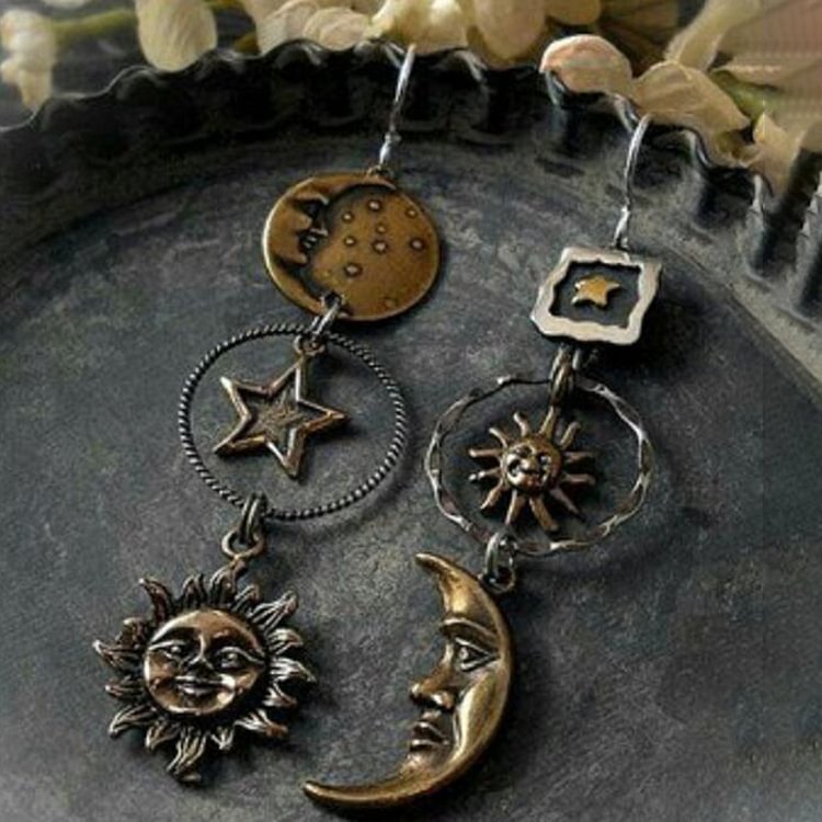 VChics Vintage Sun Moon Star Earrings