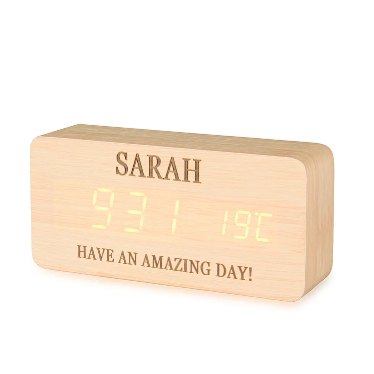 Personalized Wooden Clock Digital Cube Alarm Gifts