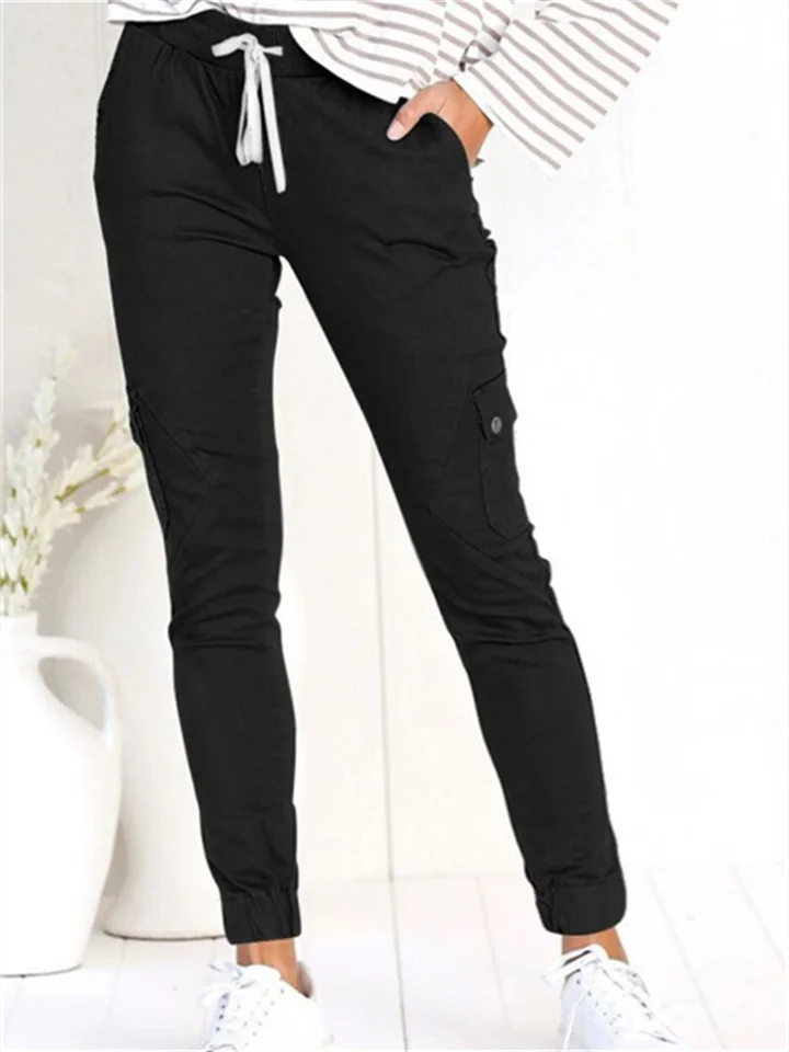 Women's Cargo Pants Joggers Silver Black Khaki Casual Casual Daily Wear High Elasticity Full Length Breathability Solid Colored S M L XL 2XL-Cosfine
