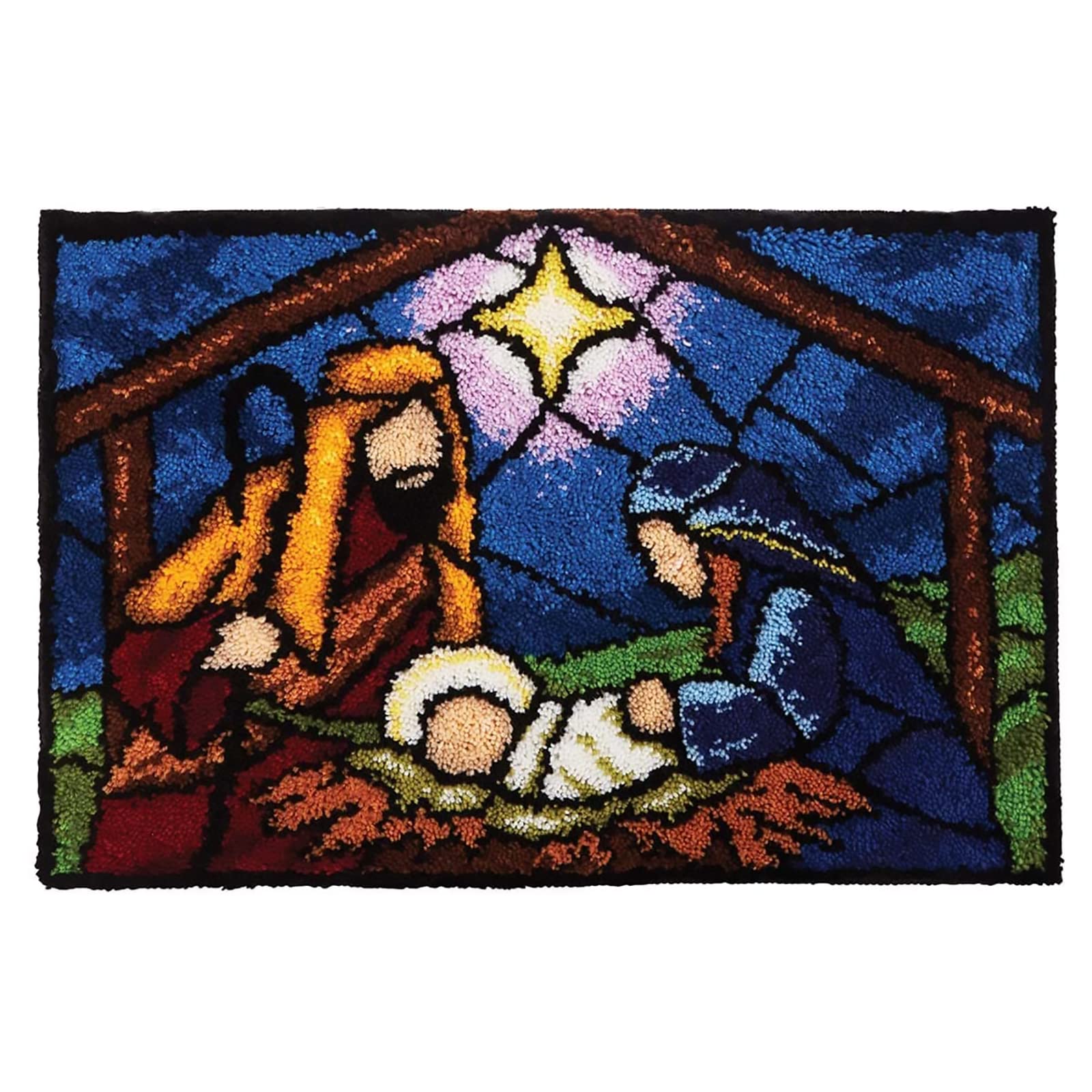 Christmas Nativity Holy Night Scene Rug Latch Hook Kits for Beginners