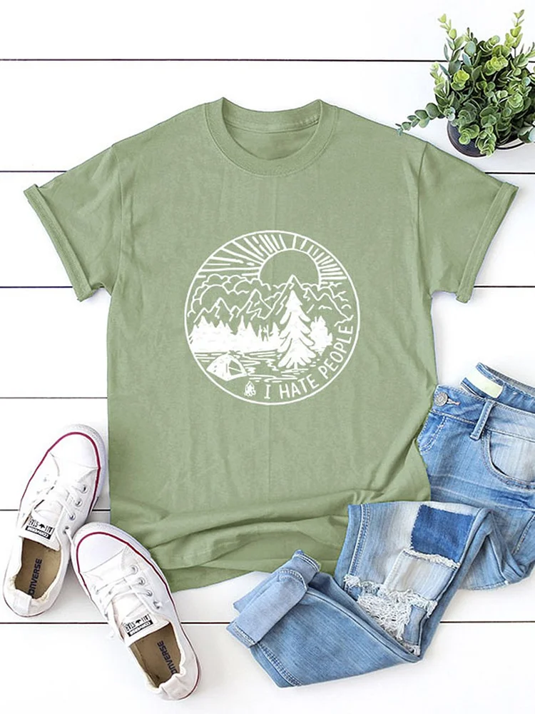 Bestdealfriday I Hate People Outdoor Camping Graphic Tee