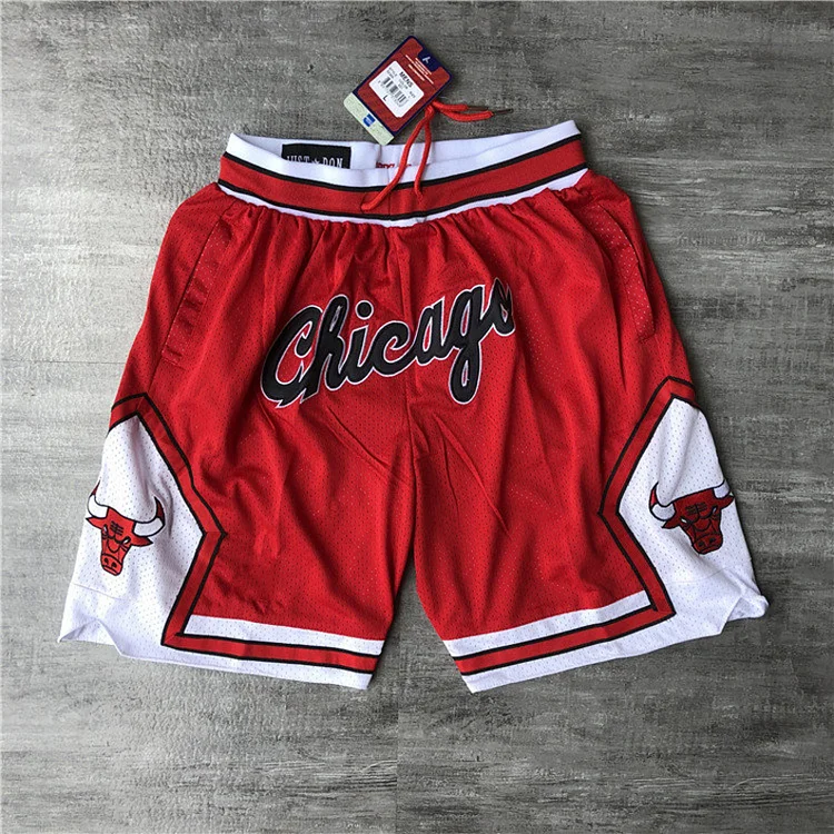 Red fashion Basketball Shorts printed in Chicago