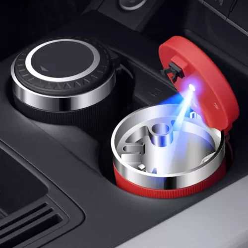 Dronehint 1x Car Ashtray with Lid Smell Proof Blue Led Ashtray Cup Parts Car Accessories (For: BYD) Parts