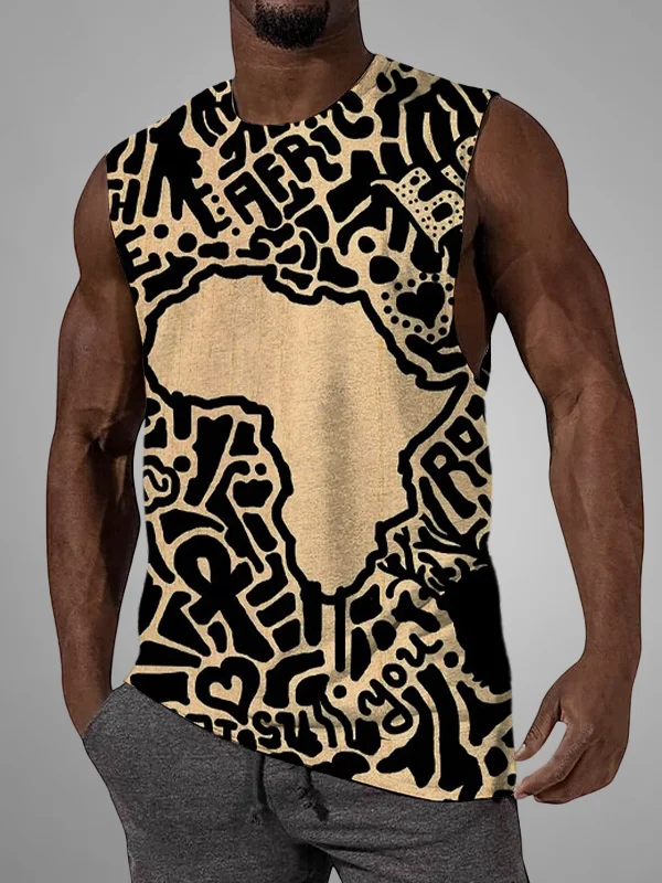 Men's Black Pride African Print Tank Top