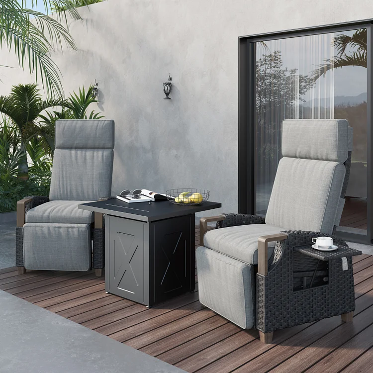 GRAND PATIO Indoor &Outdoor Recliner Air Pump Wicker Reclining Chair Independent Back and Leg Adjustment Set