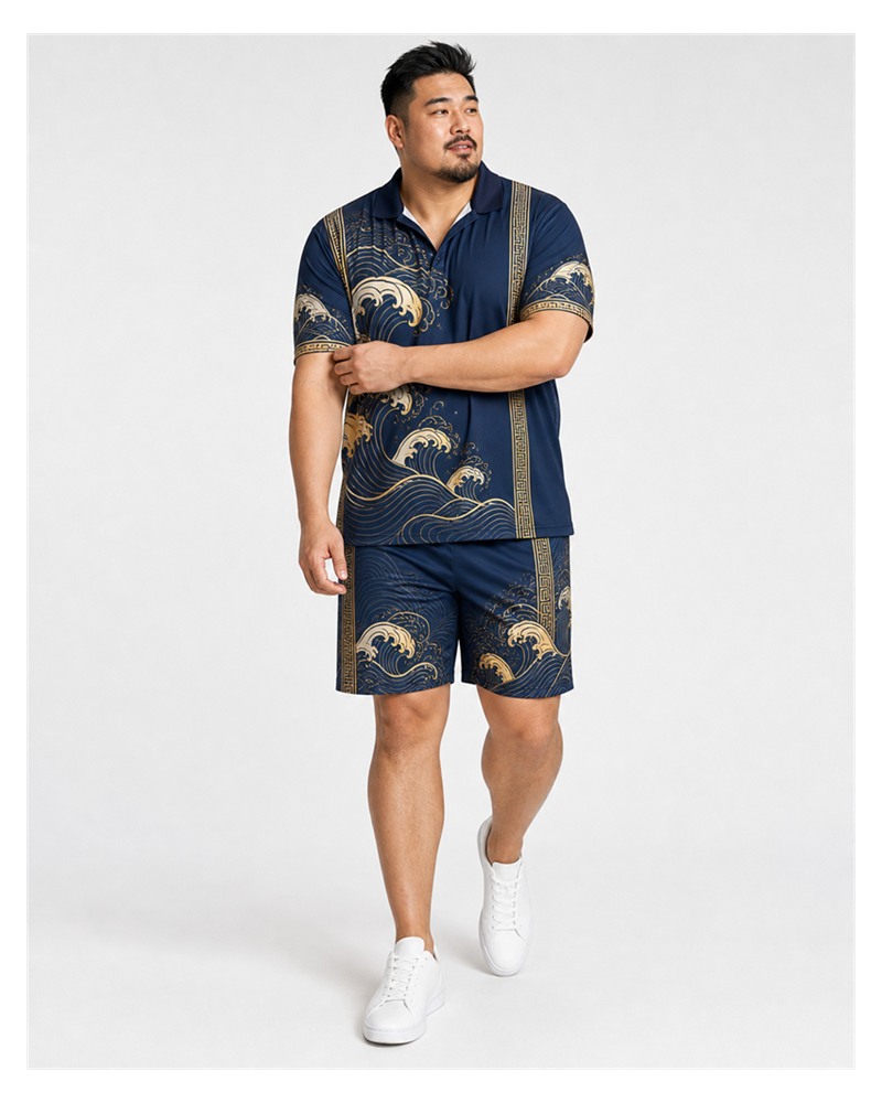 Big & Tall Heritage Wave Digital Print Polo Shirt and Shorts Set
