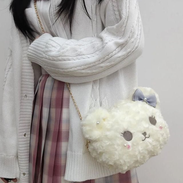 Lolita Velvet Bear Pearl Kawaii Shoulder Bag SP16649