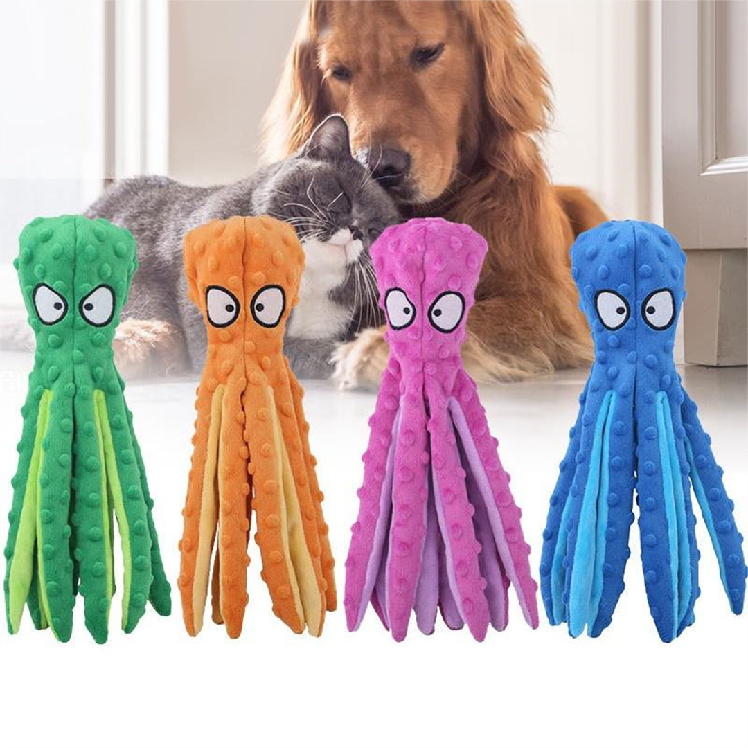 ATUBAN Squeaky Dog Toys,Octopus Plush Dog Chew Toys for Puppy