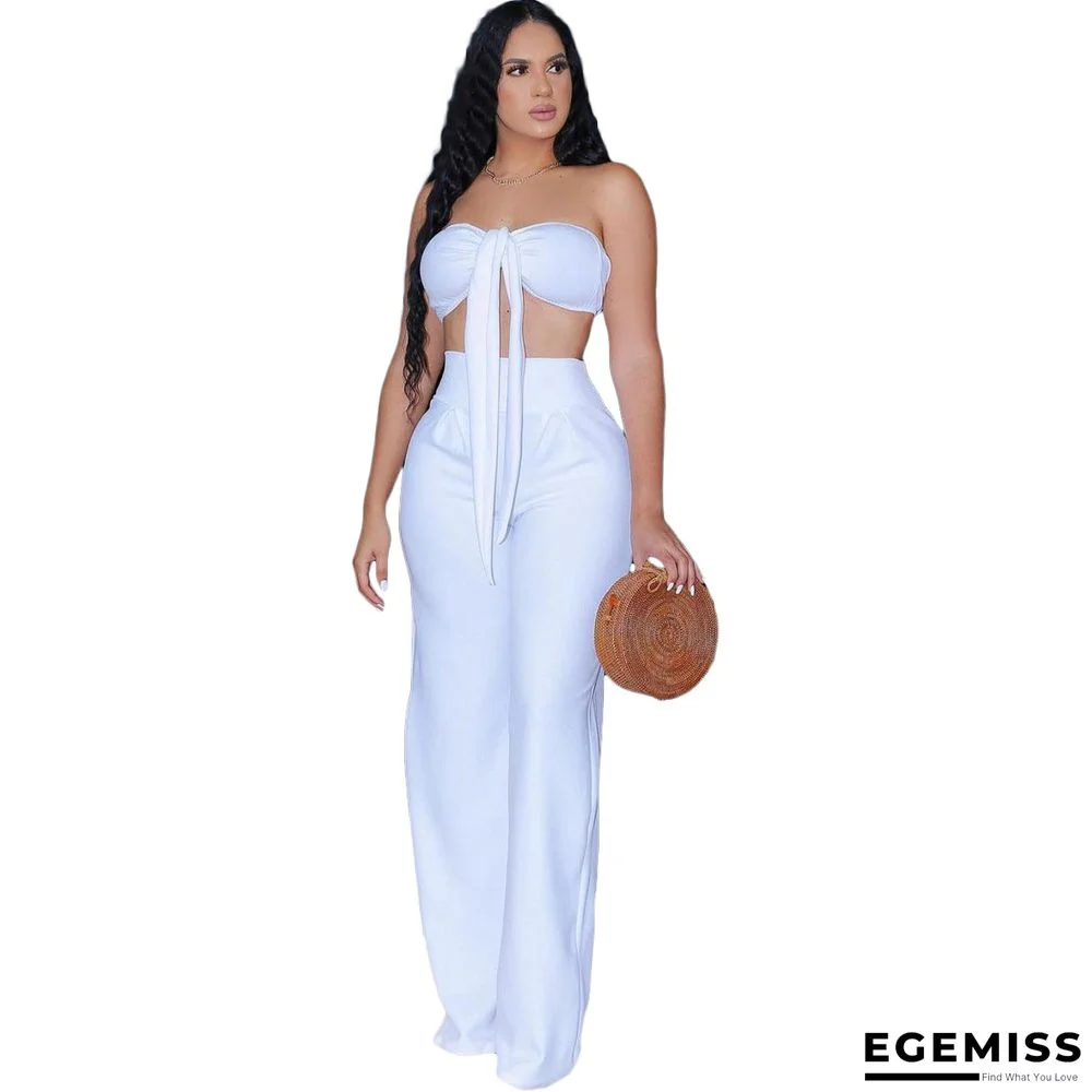 White Fashion Sexy Solid Bandage Backless Strapless Sleeveless Two Pieces | EGEMISS