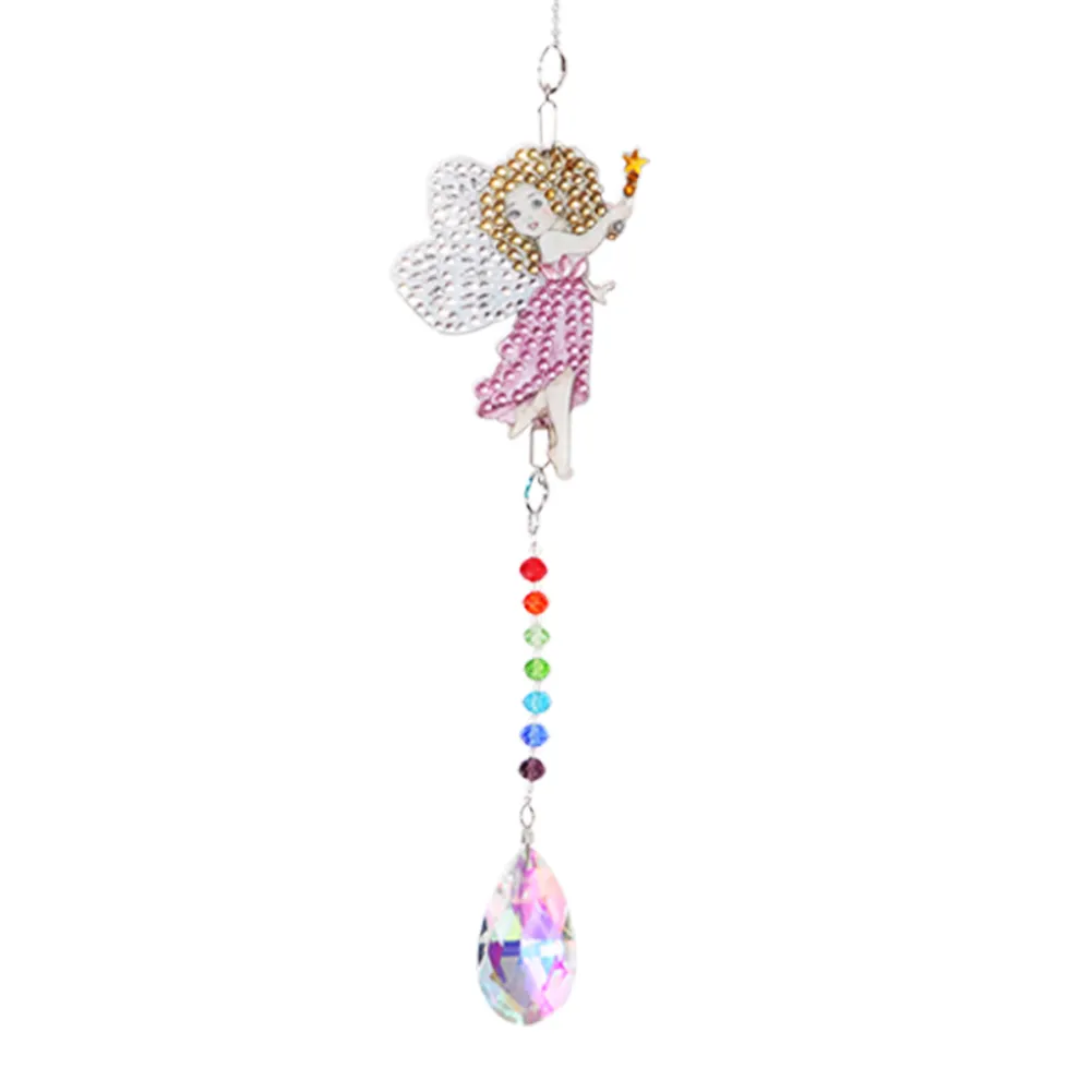 JISHSHAY DIY Diamond Painting Pendant & Wind Chime Kit - 5D Special Shaped Crystal, Elf/Fairy Design - View #4