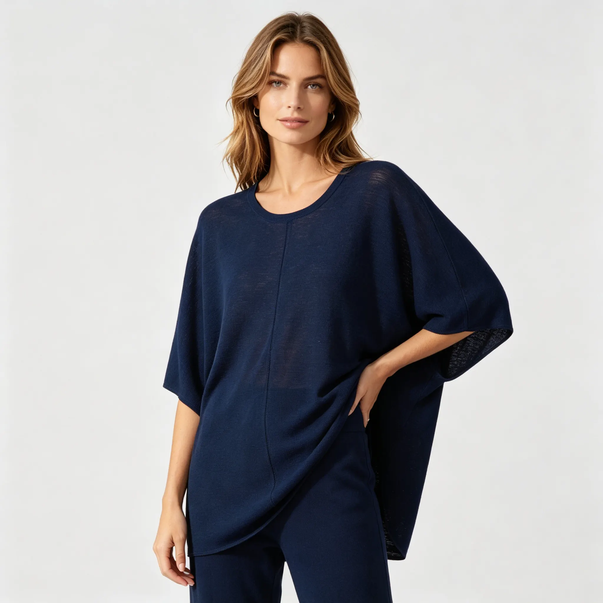 Linen Top Round Neck Batwing Short Sleeve Spring Summer Vacation REAL SILK LIFE