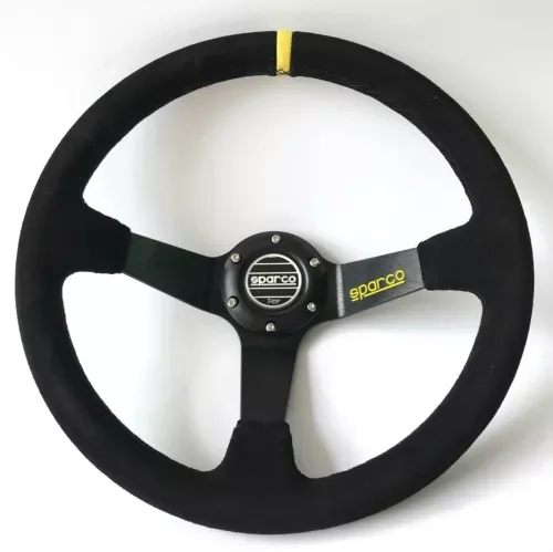 Dronehint 350mm Black SPC Suede Deep Dish Racing Steering Wheel Fit for MOMO Hub OMP Hub # (For: Audi Sport) Parts