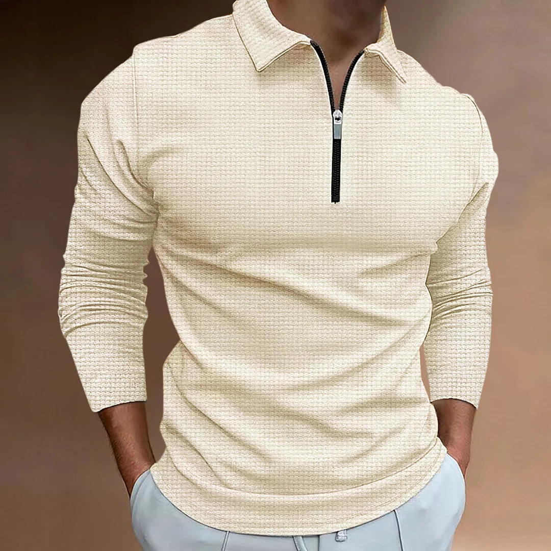 Men's new zip long sleeve T-shirt top