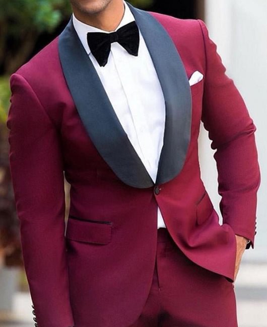 Basic Plain Collar Stitching Contrast Color Lapel Collar Blazer & Pants 2Pcs Set