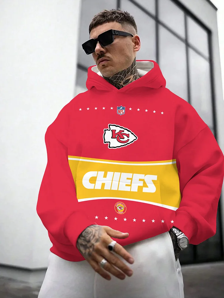 Kansas City Chiefs Printed Hooded Pocket Pullover Hoodie