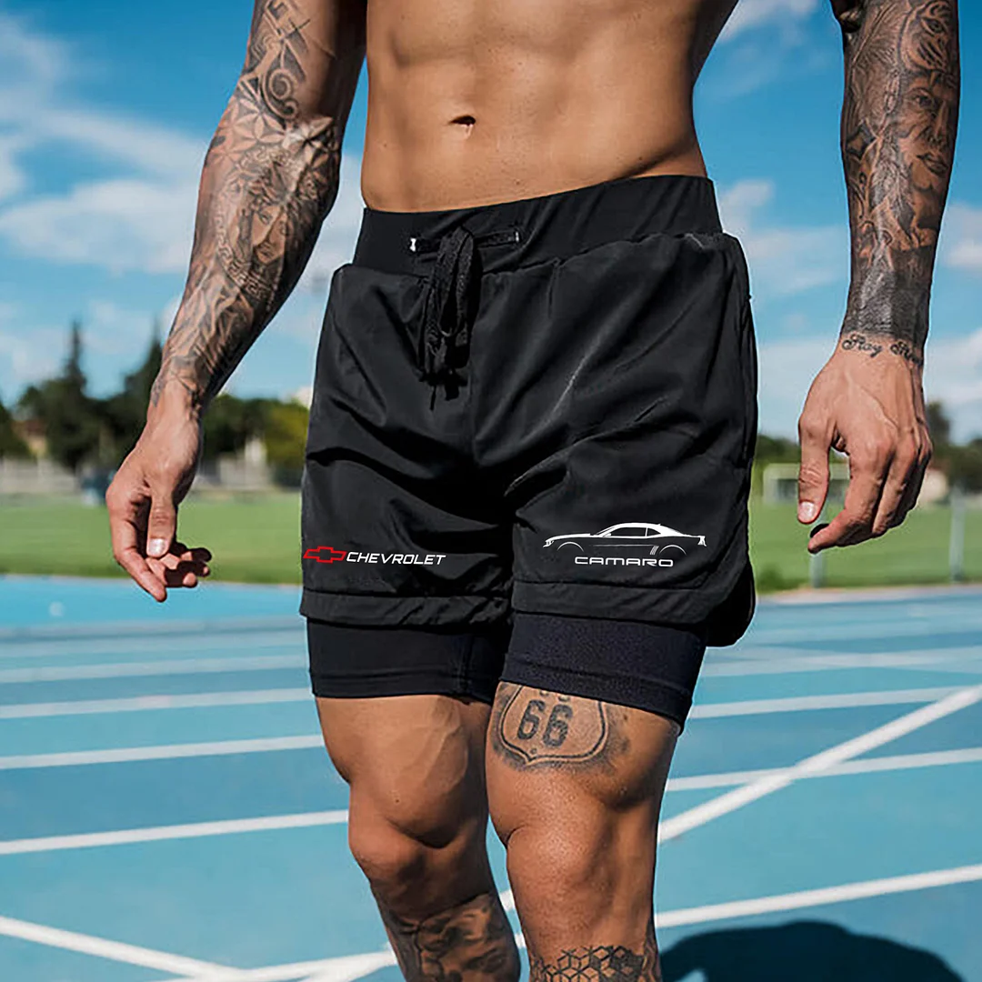 Chevrolet Camaro Print Men's All-In-One Fitness Shorts - Devcarry