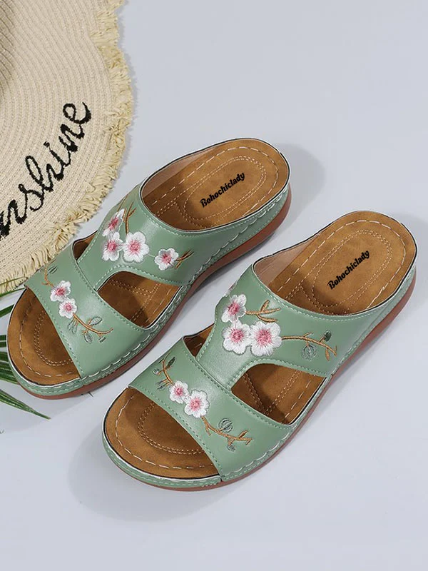 Slip On Embroidered Slippers