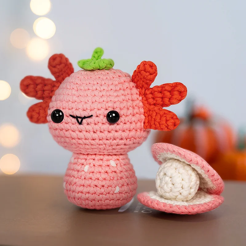 MeWaii® Pink Crochet Axolotl Barbie Crochet Kit for Beginners with Easy Peasy Yarn
