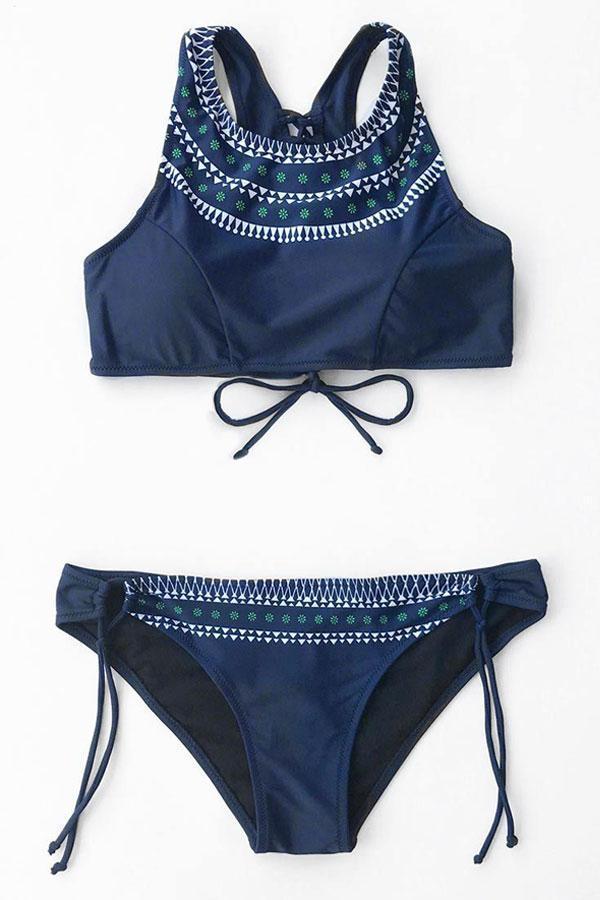 Blue Moon Lace Up Design Bikini Set Be