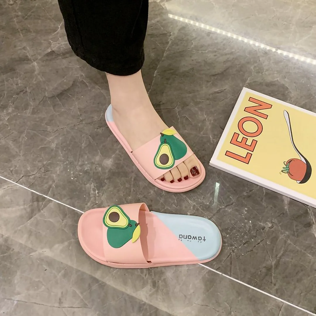 Letclo™ 2021 New Summer Women Open Toe 2cm Heels Cute Cartoon Fruit Soft Comfort Non-Slip Bathroom Slippers letclo Letclo