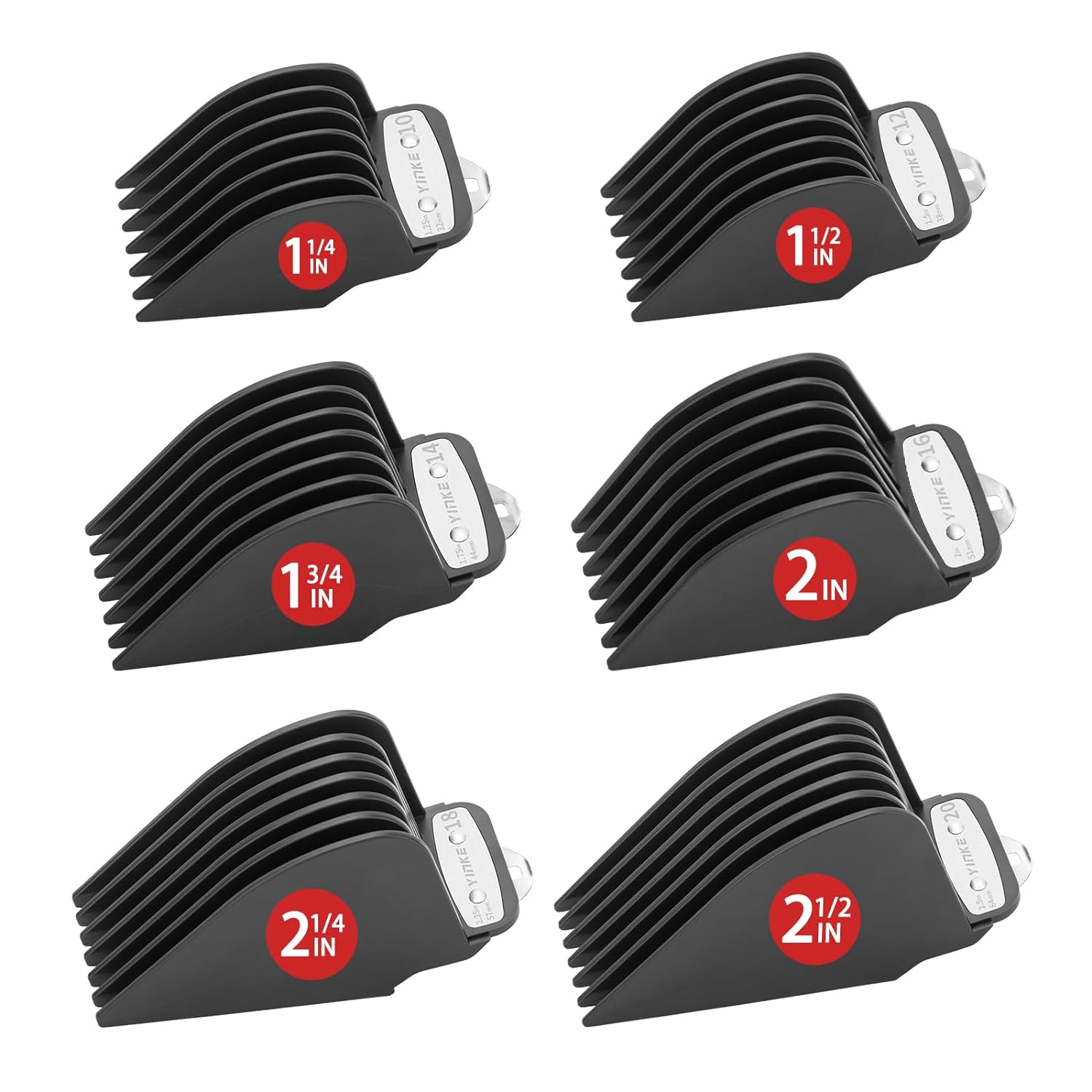 Yinke Clipper Guards Guides Combs for Wahl Hair Clippers with Metal Clip of Model 1.25 2.5 Inch Fits Most Full Size Wahl Trimmer