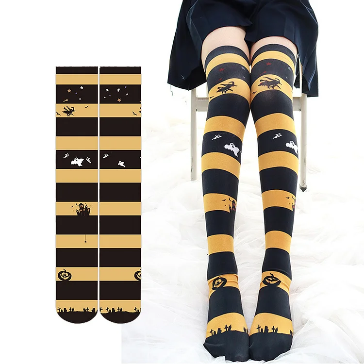 Halloween Little Bats Stripe Socks weebmemes