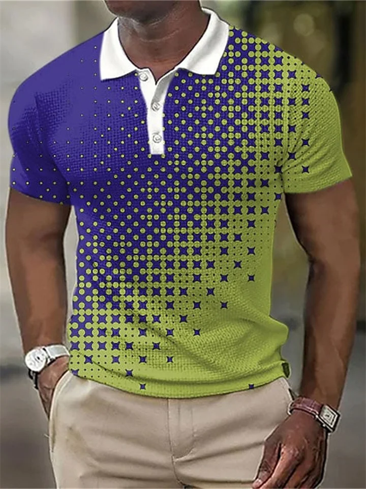 Men's Polo Shirt Golf Shirt Graphic Prints Geometry Turndown Red green Black Yellow Red Blue Outdoor Street Short Sleeve Print Clothing Apparel Fashion Designer Casual Breathable-JRSEE