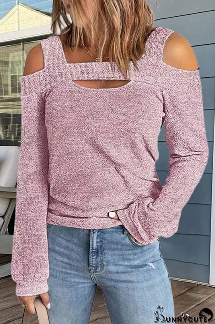Marled Knit Hollow Out Cold Shoulder Sweater