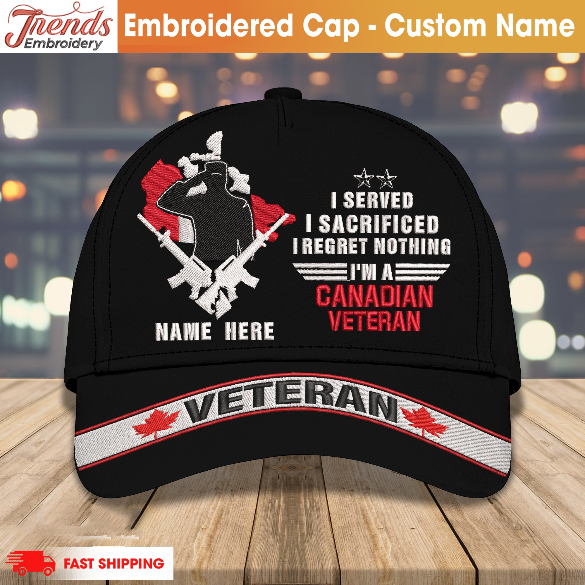 Embroidered Cap - I'm a Canadian Veteran Cap, Custom Classic Embroidery