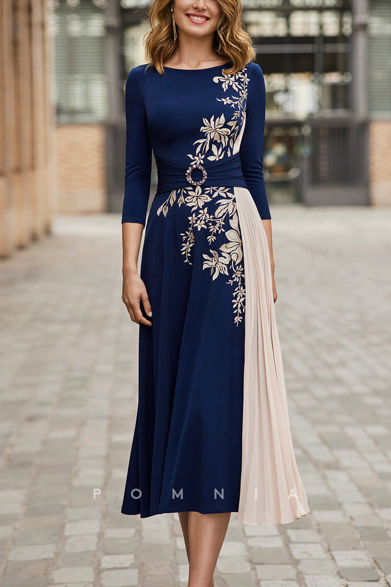 P9146 - Sheath/Column Scoop Appliques Long Sleeves Cocktail Dress Wedding  Guest Dress