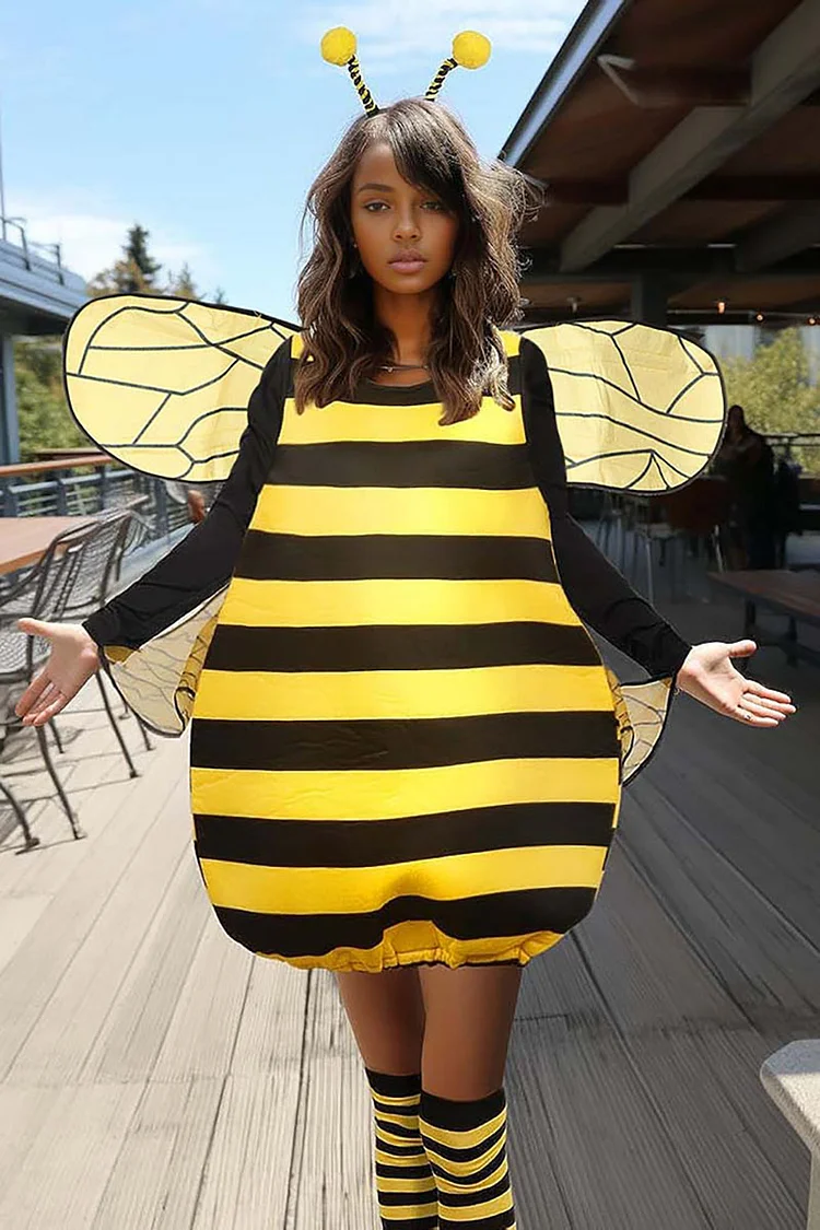 Honeybee Long Sleeve Halloween Mini Swing Dresses