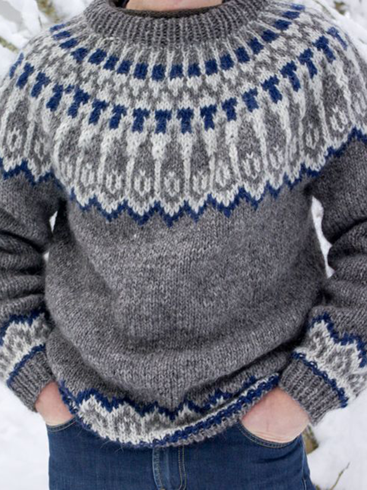 Inlaid Jacquard Turtleneck Sweater