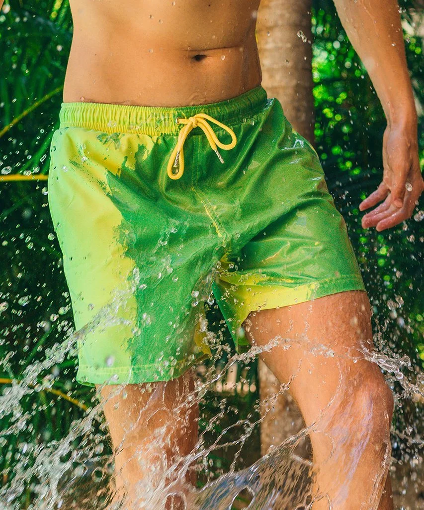 Color-Changing Swim Trunks / Green-Yellow