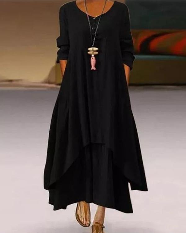 Womens Casual Buttoned Asymmetric Maxi Dresses