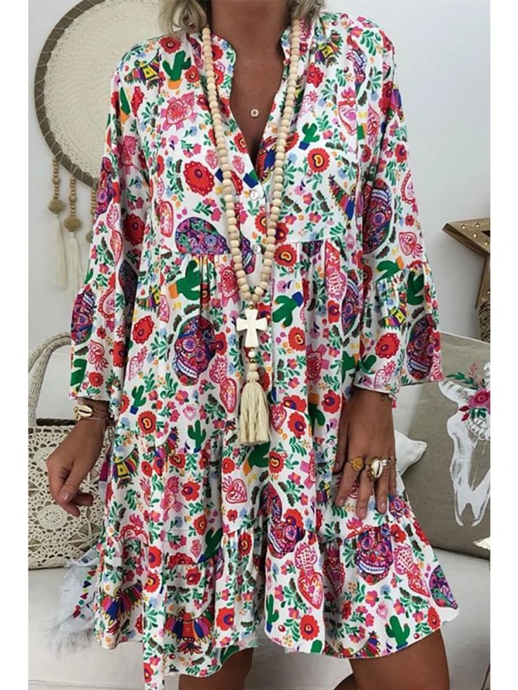 Trendy Cartoon Print Baggy Dress P16019