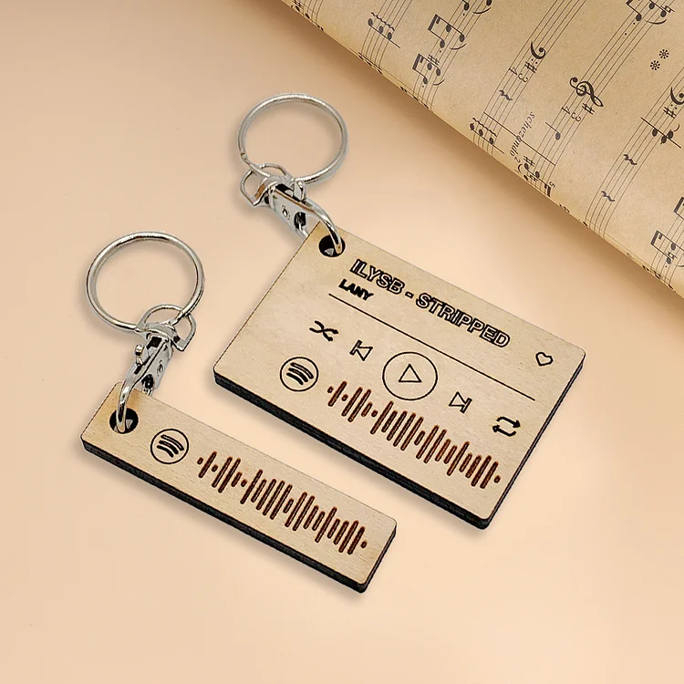 Personalized Spotify Code Wooden Keychain Gifts