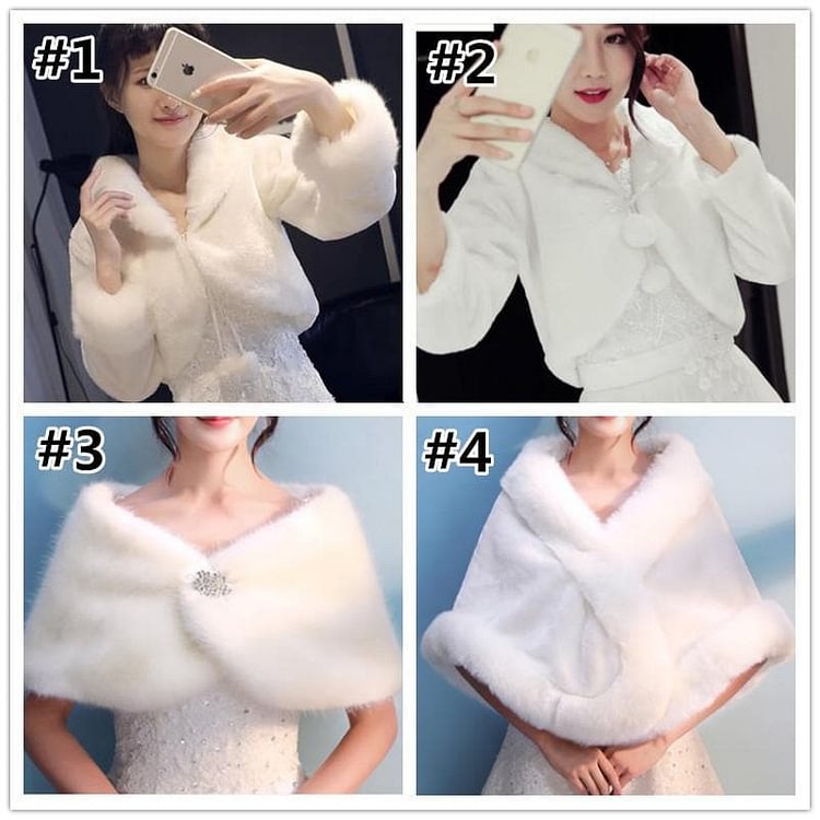 White/Red Winter Fluffy Wedding Dress Cape Coat SP1711040