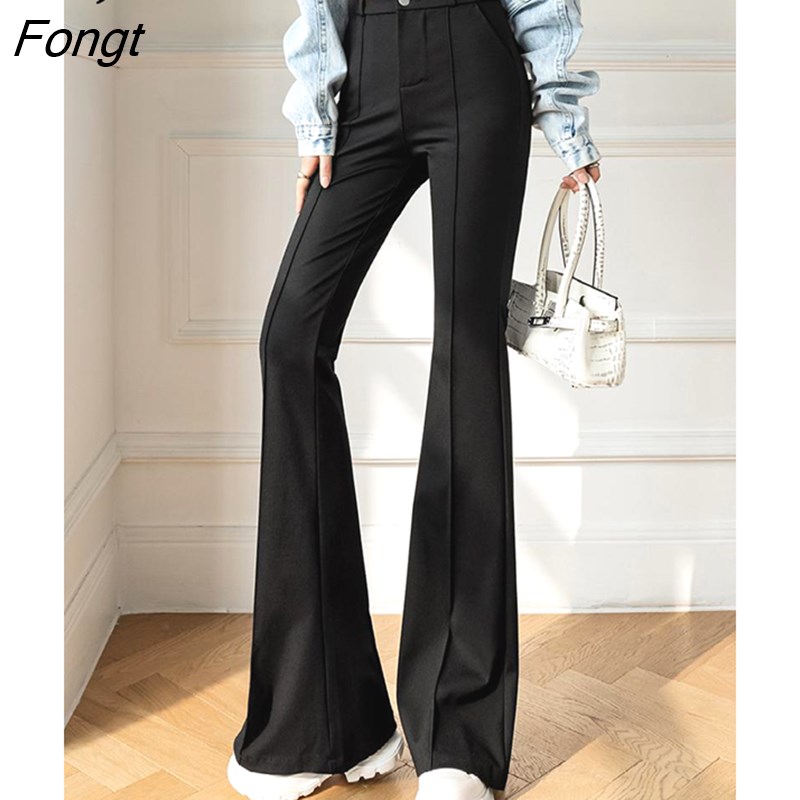 Fashion (5491 Black)High Waist Office Lady Pants Korean Fashion Ladies  Full-length Straight Pants Women Formal Work Wear Solid Trousers WEF @ Best  Price Online