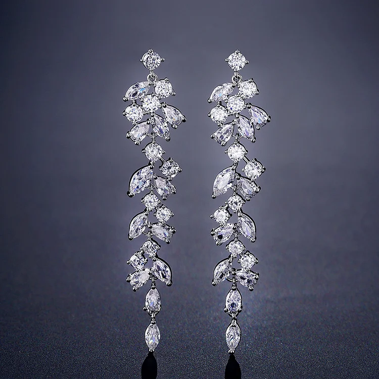 Crystal Petal Tassel Earrings