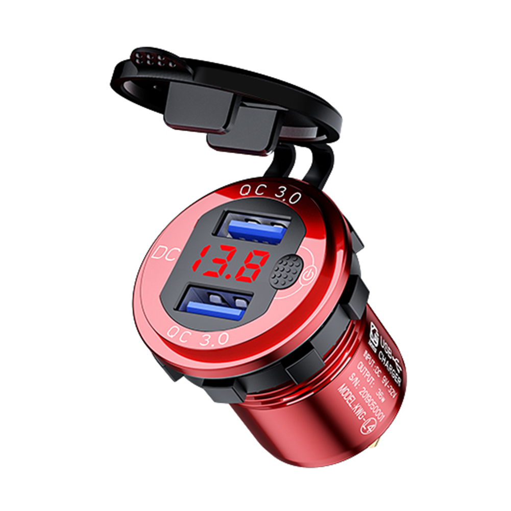 L4 Car Dual USB Charger QC3.0 USB Power Outlet w/ Voltmeter + Switch, Red, 501 Original
L4 Car Dual USB Charger QC3.0 USB Power Outlet w/ Voltmeter + Switch, Red, 501 Original