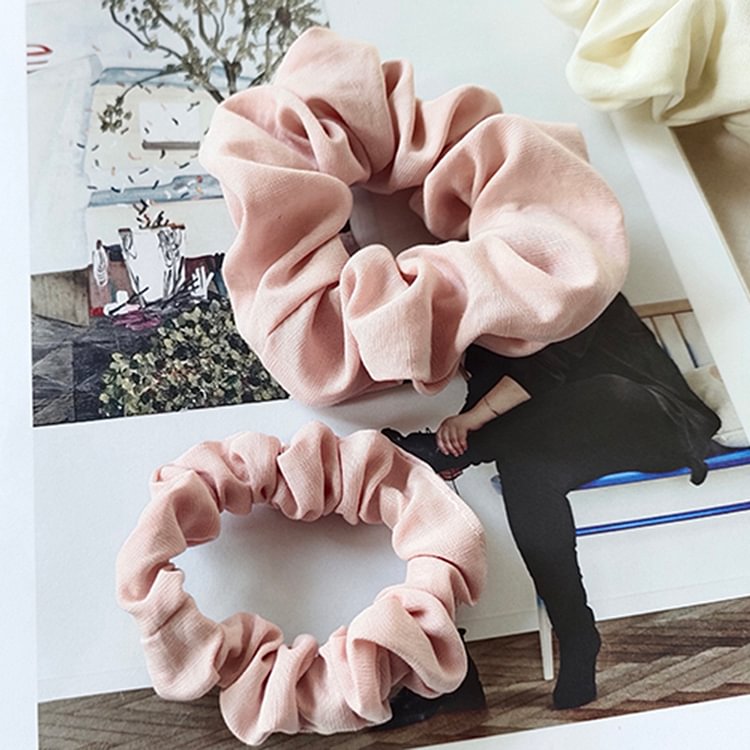 2pcs | Linen Scrunchies Pleated Intestine Hairband-ChouChouHome