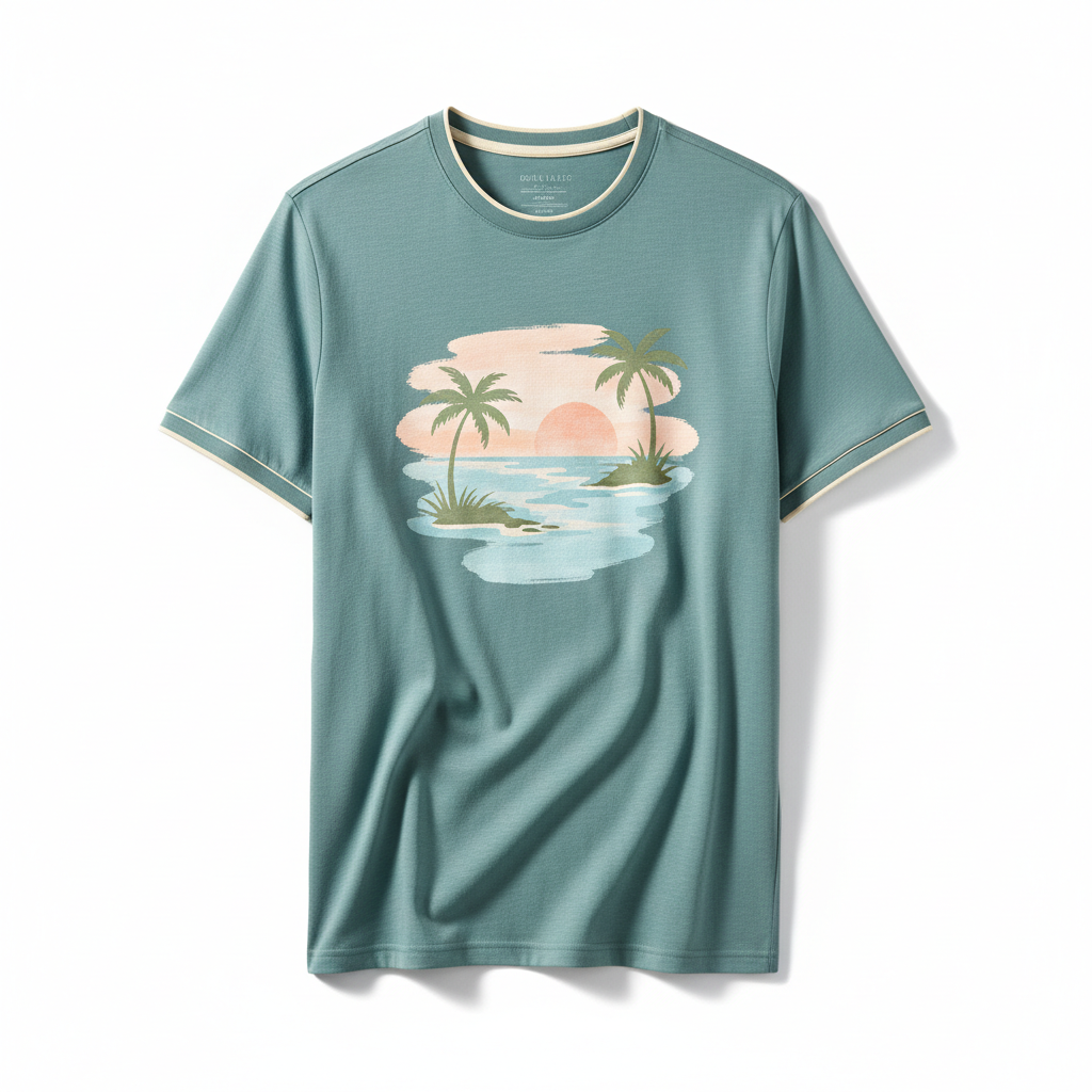 thesupersurf Casual Tropical Print T-Shirt in Teal Green