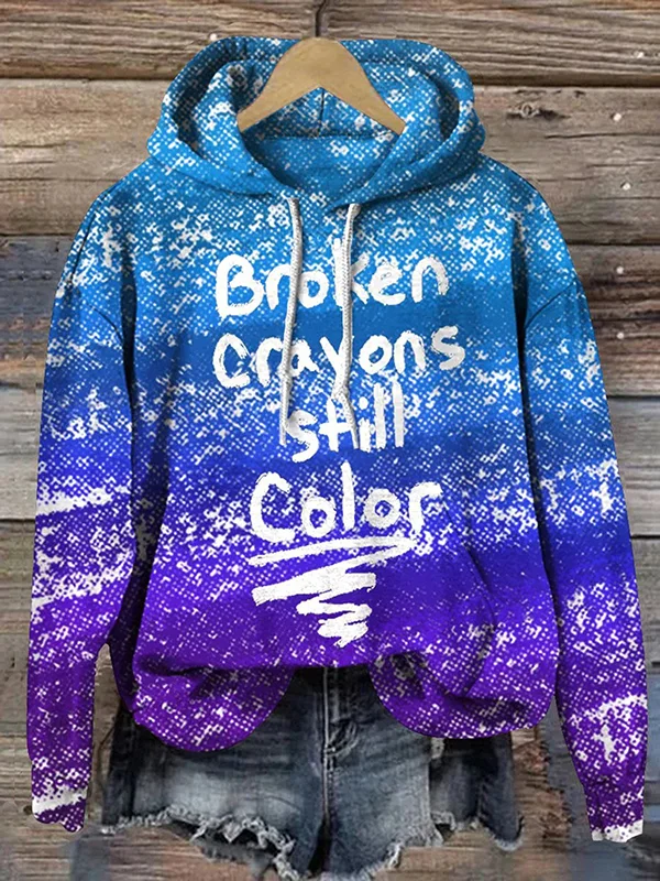 Women's Broken Crayons Still Color Gradient Print Hooded Sweatshirt