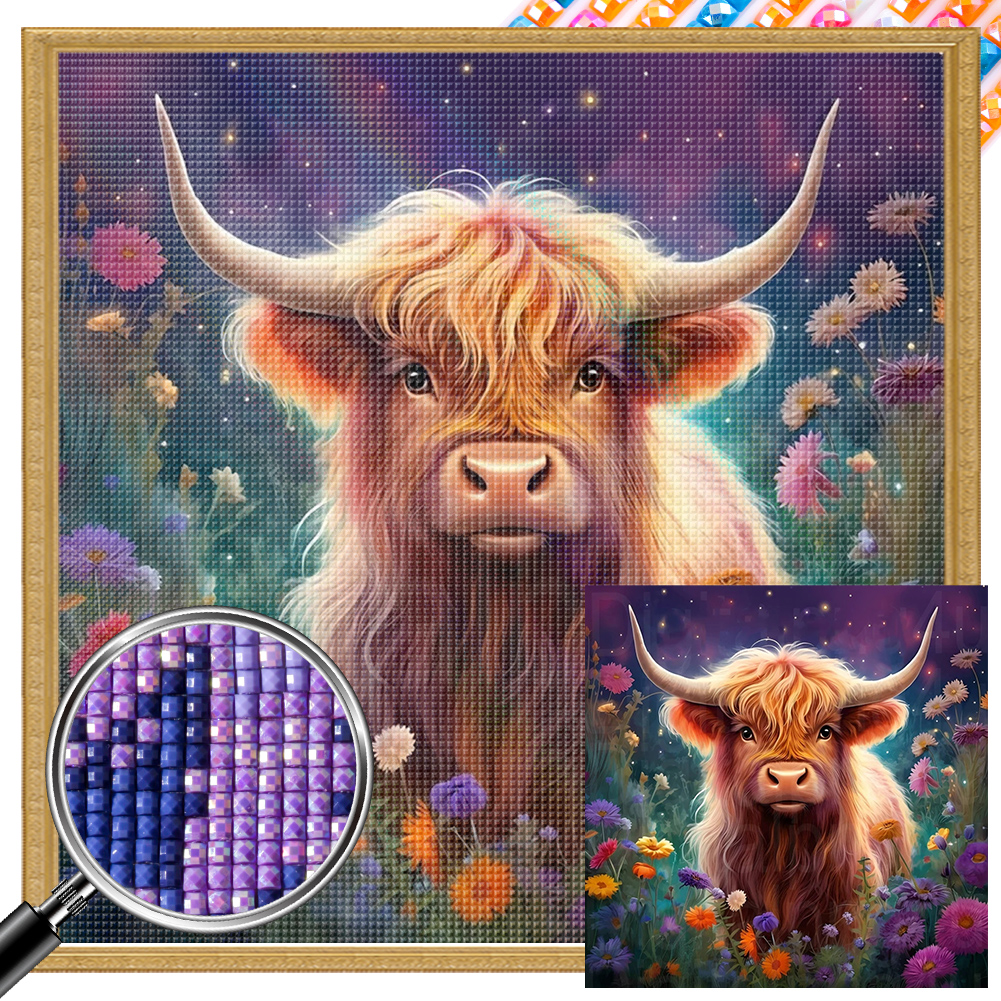 Aesthetic Abstract Highland Cattle - Diamond Painting 