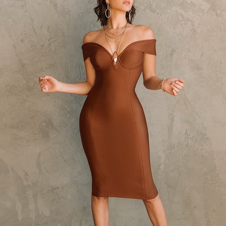 Off Shoulder Bandage Dress 2022 Christmas New Year Bandage Dress Bodycon Women Summer Sexy Party Dress Evening Club Outfits - BlackFridayBuys
