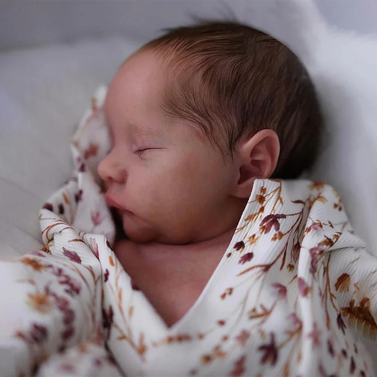 [🔊Heartbeat Sound and Breath💝] 20 Inches Newborn Sleeping Adorable Baby Brown Hair Girl Doll Amerar